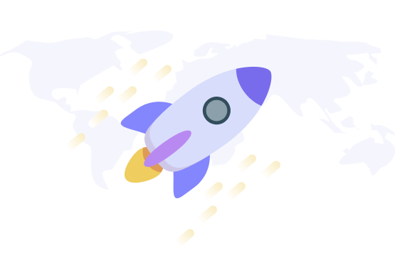 rocket on the background of the world map