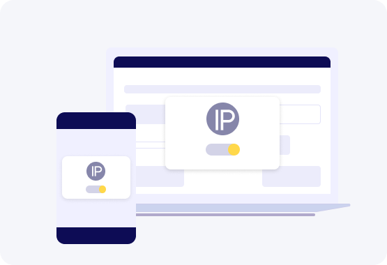 computer and mobile phone showing ip logo and slider